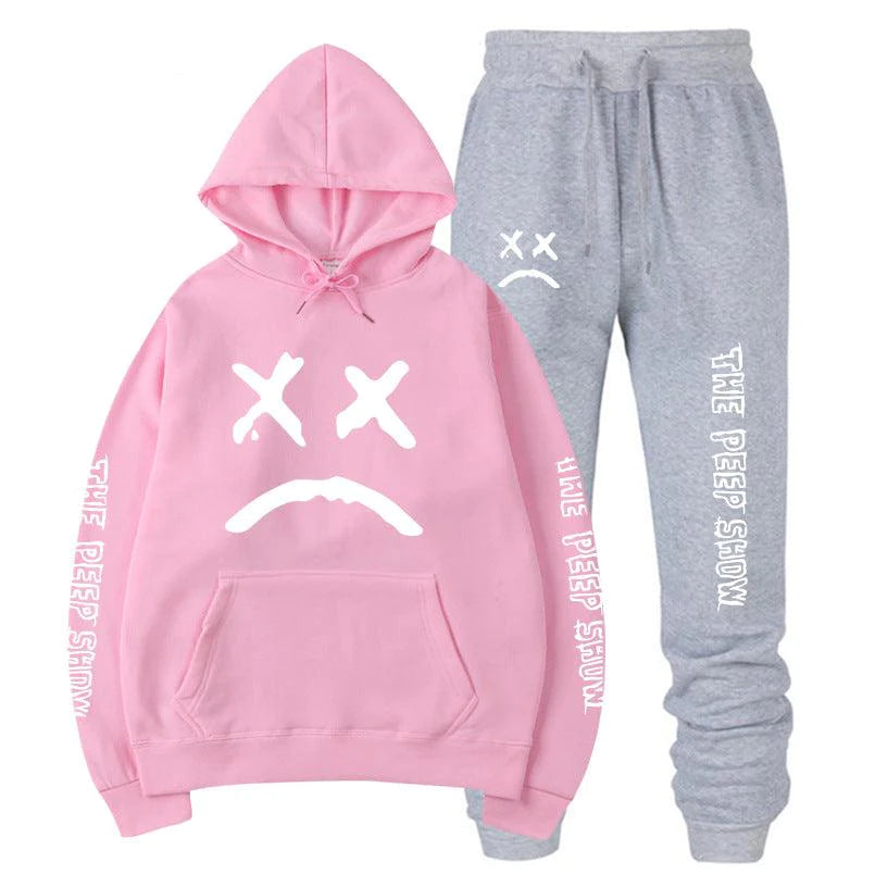 Street hooded crew neck sweater plus fleece suit - melvincucci