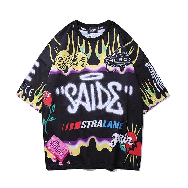 Streetwear Shorts Men Cartoon Flame Graffiti Funny Printed Summer Beach Short Pants Hip Hop Bermuda Fashion Punk Couple Shorts - melvincucci