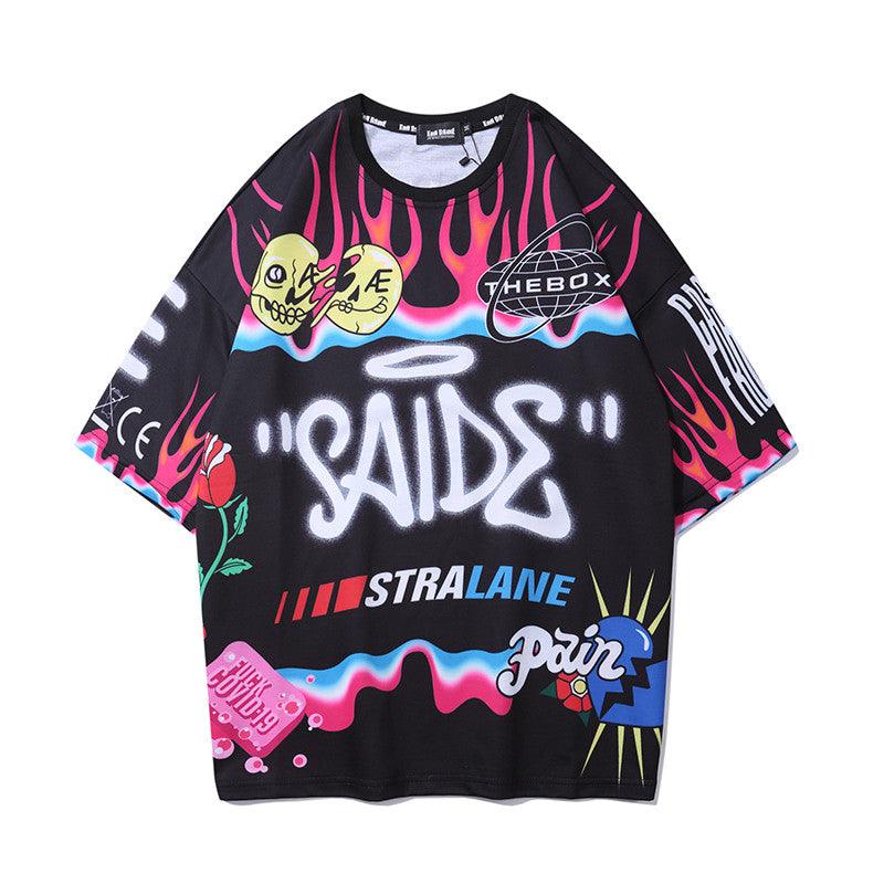 Streetwear Shorts Men Cartoon Flame Graffiti Funny Printed Summer Beach Short Pants Hip Hop Bermuda Fashion Punk Couple Shorts - melvincucci