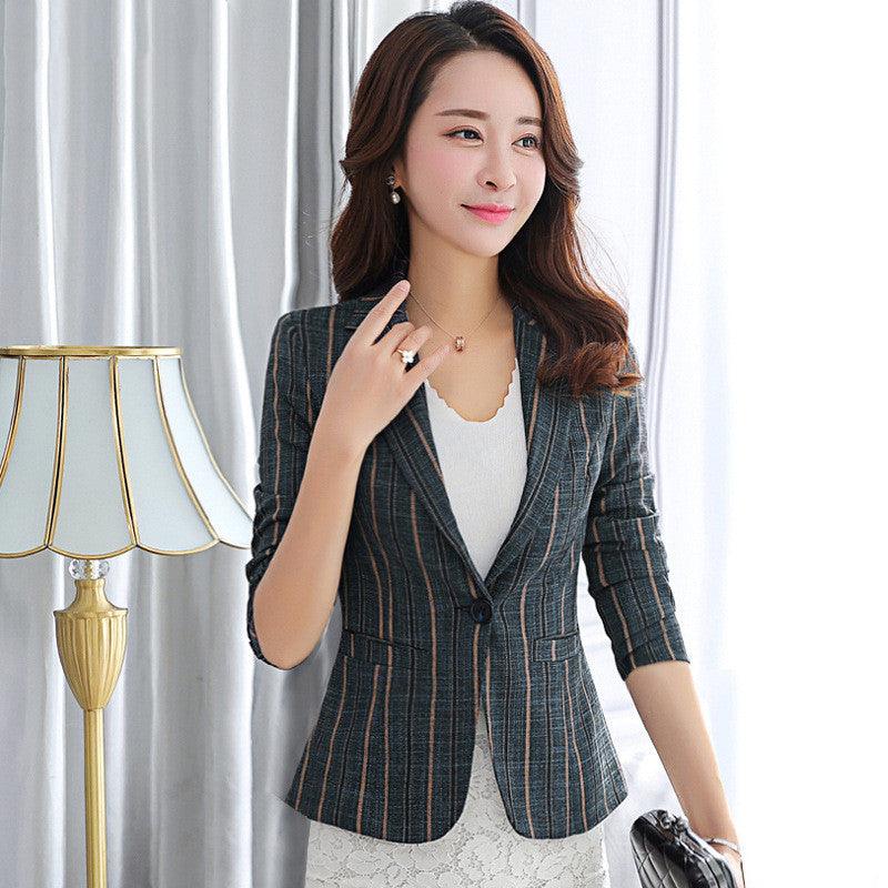 Striped Blazer women's Korean slim long sleeve suit small top - melvincucci
