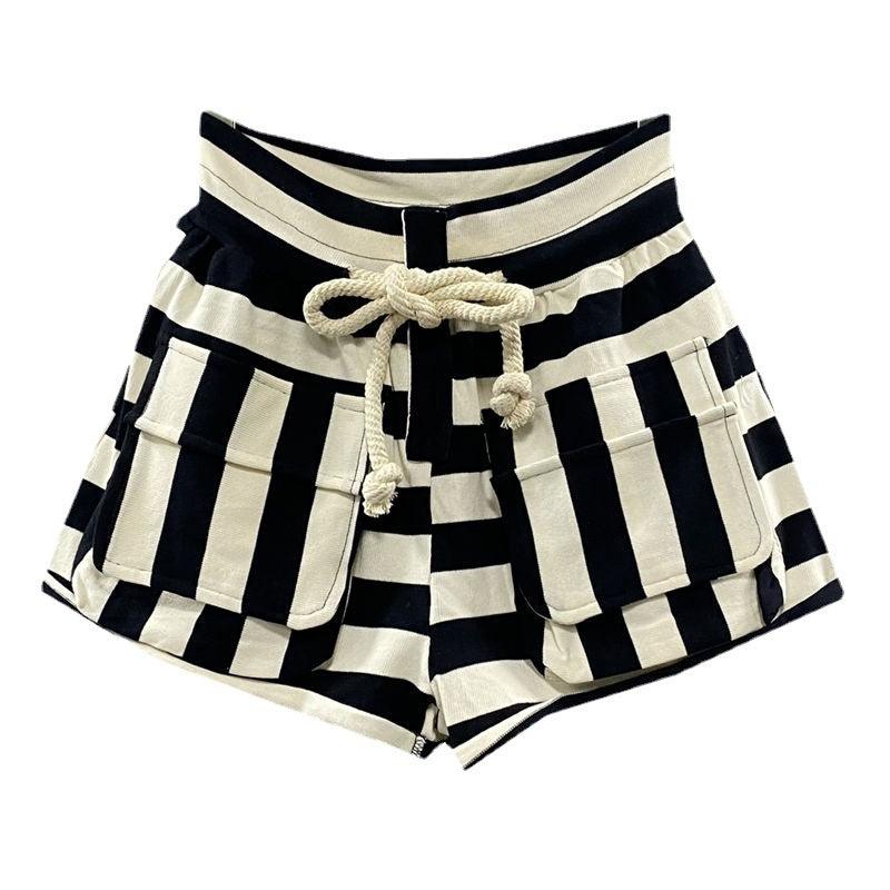Striped Casual Cargo Shorts Women Hot Pants - melvincucci