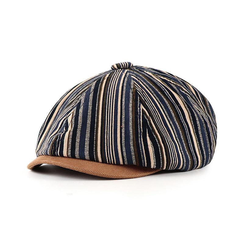 Striped Octagonal Hat Women New Newsboy Hat - melvincucci