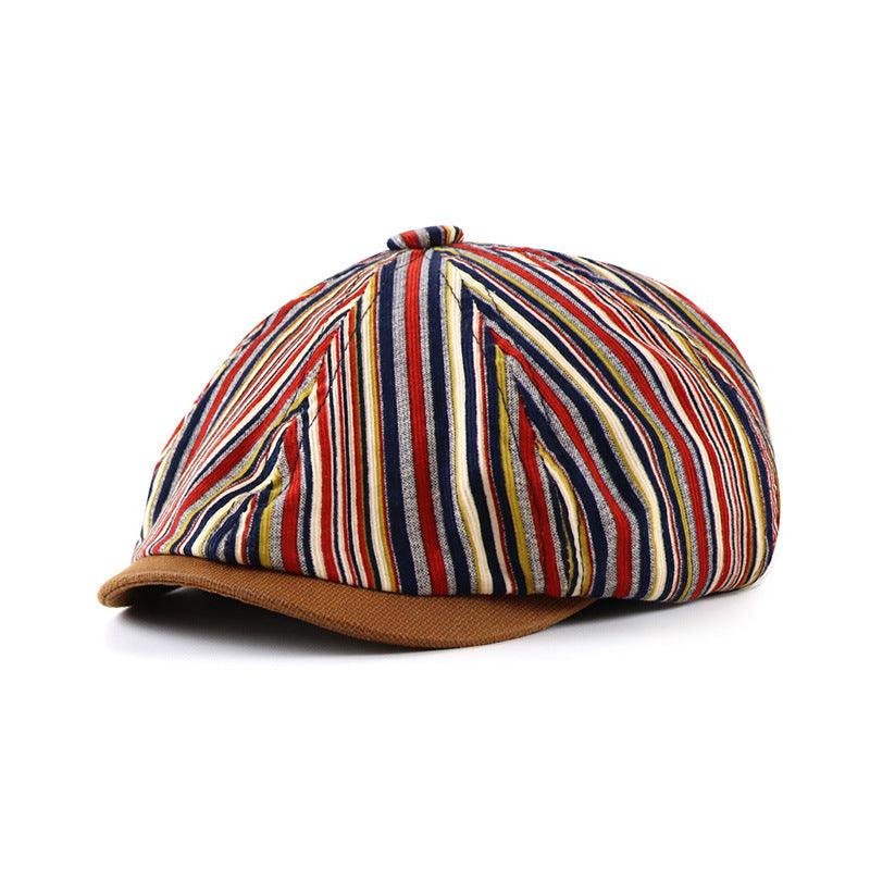 Striped Octagonal Hat Women New Newsboy Hat - melvincucci