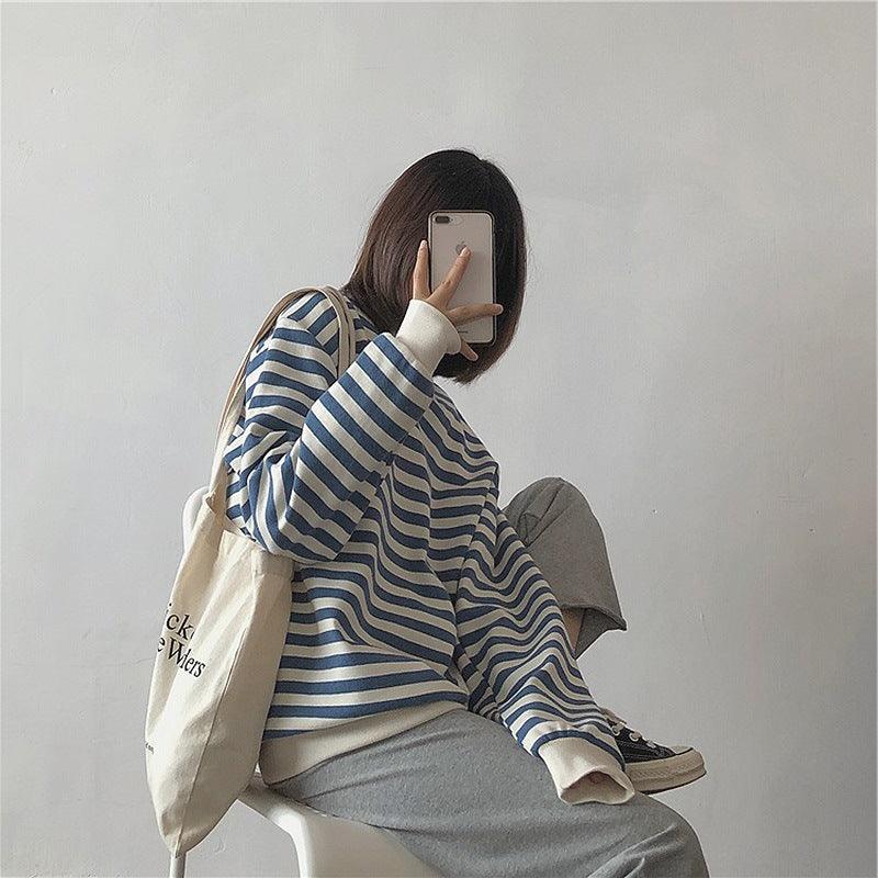 Striped Sweater Women Japanese Loose Student Blouse Women - melvincucci