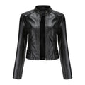 Studded Leather Women Short Jacket Long Sleeves - melvincucci