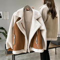 Suede Jacket Women Short Lamb Velvet Motorcycle Jacket - melvincucci