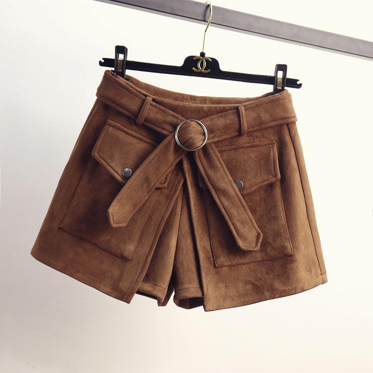 Suede shorts women slim pants - melvincucci