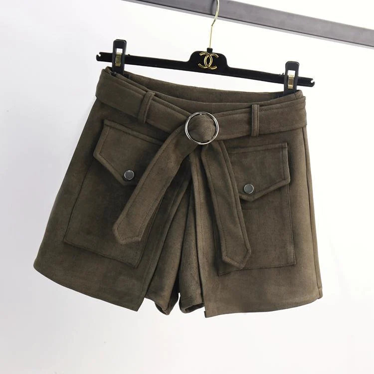 Suede shorts women slim pants - melvincucci