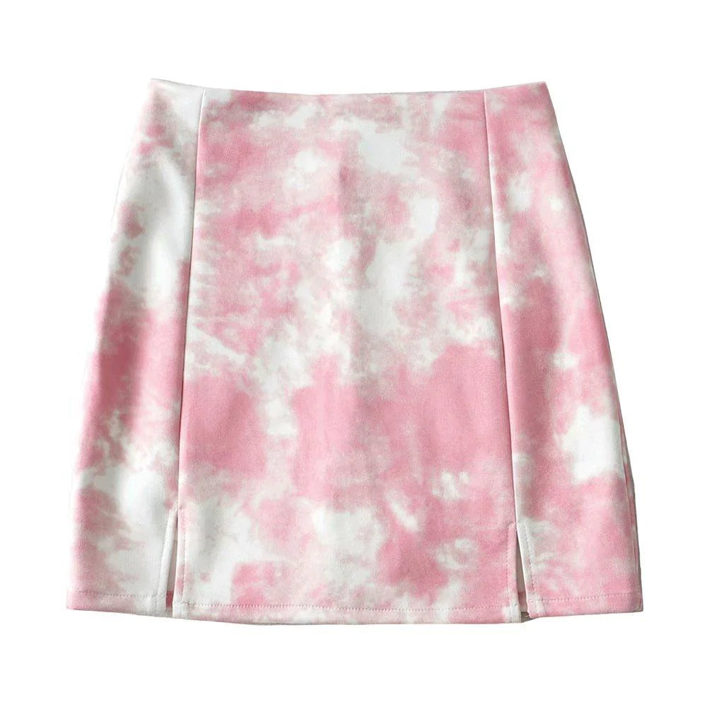 Suede Tie-Dye Skirt Women - melvincucci