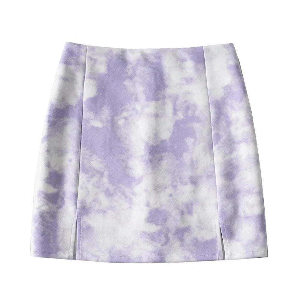 Suede Tie-Dye Skirt Women - melvincucci