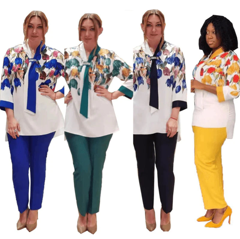 Suit Women African Popular Cross Scarf Print Plus Size Suit Women - melvincucci