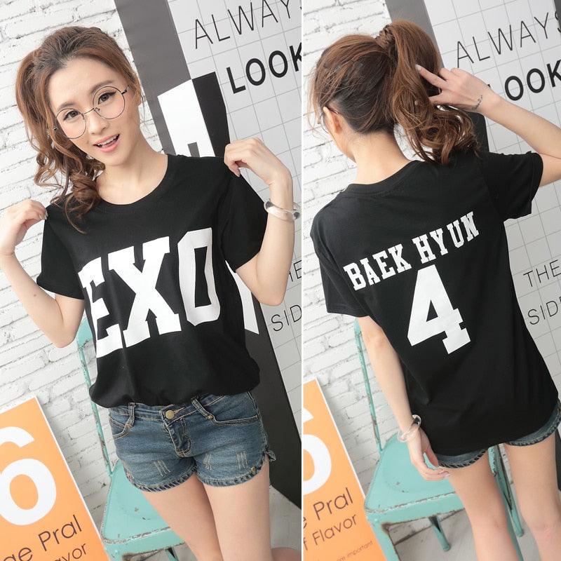 Summer Exo Letter Print T Shirt Women - melvincucci