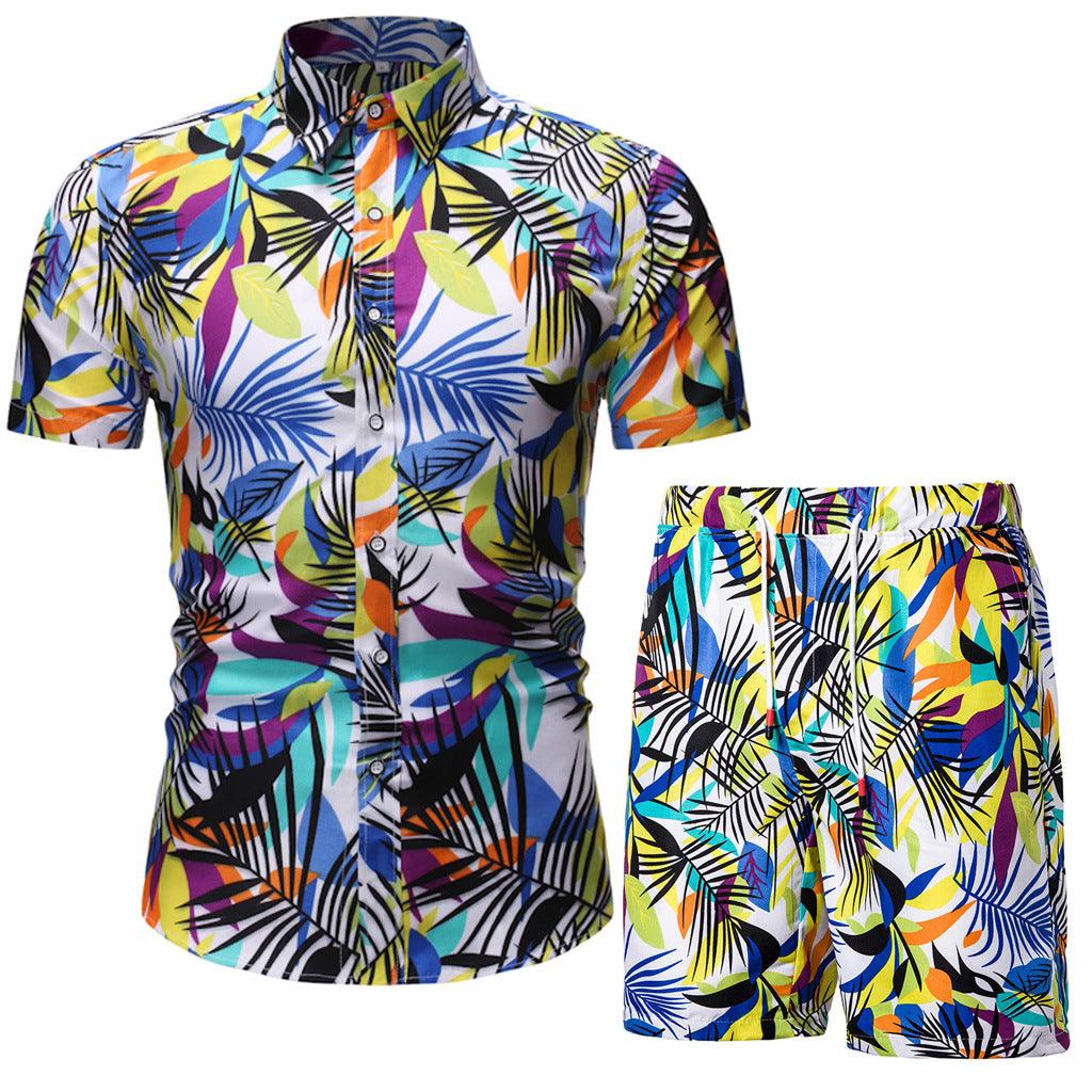 Summer Men's Casual Suit Korean Style Slim Short-Sleeved Shirt Men's Beachwear - melvincucci