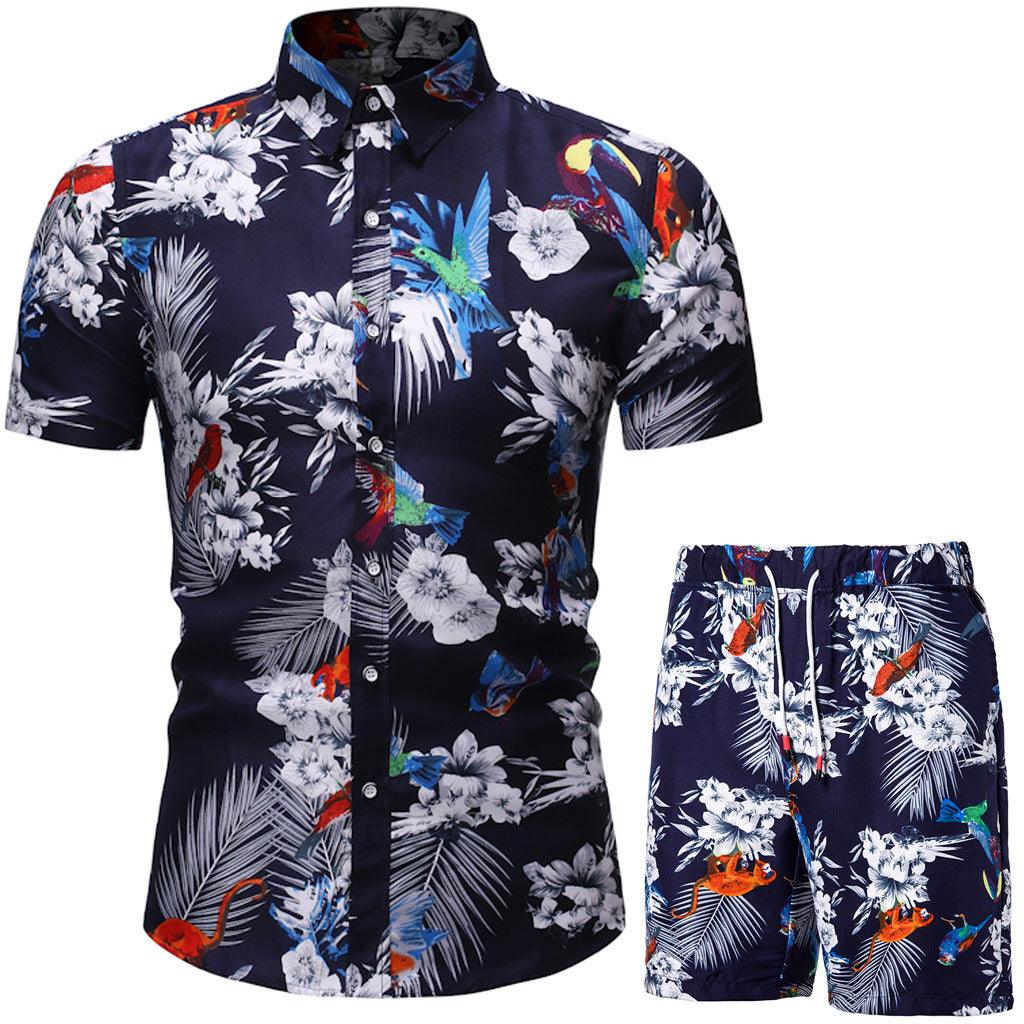 Summer Men's Casual Suit Korean Style Slim Short-Sleeved Shirt Men's Beachwear - melvincucci