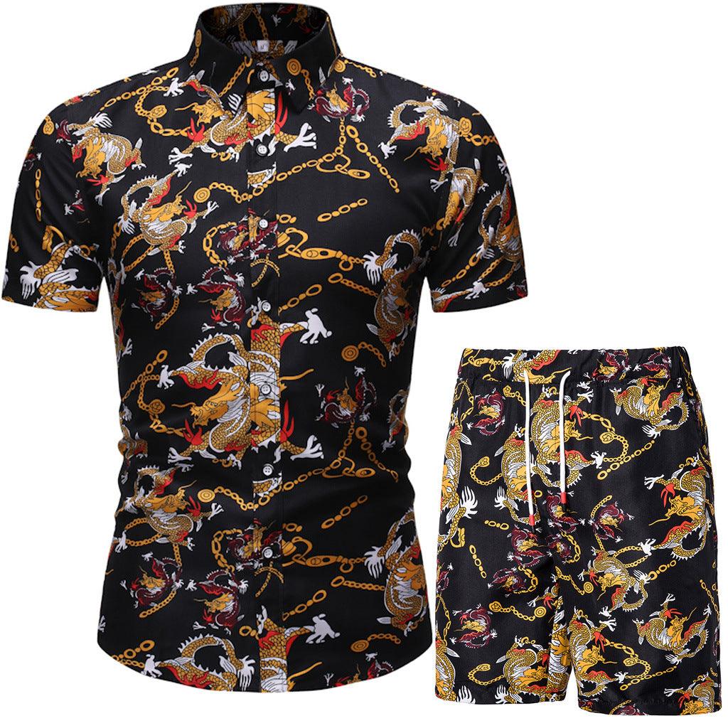 Summer Men's Casual Suit Korean Style Slim Short-Sleeved Shirt Men's Beachwear - melvincucci