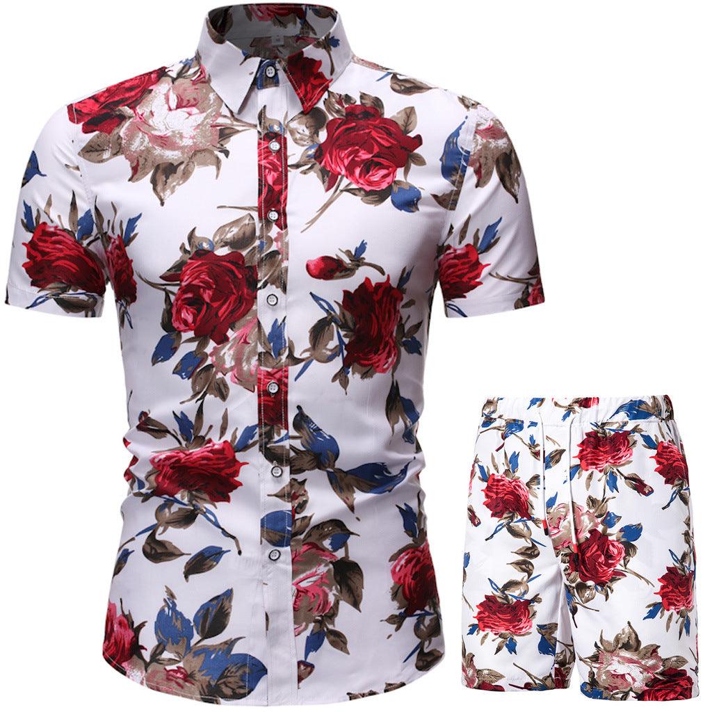 Summer Men's Casual Suit Korean Style Slim Short-Sleeved Shirt Men's Beachwear - melvincucci