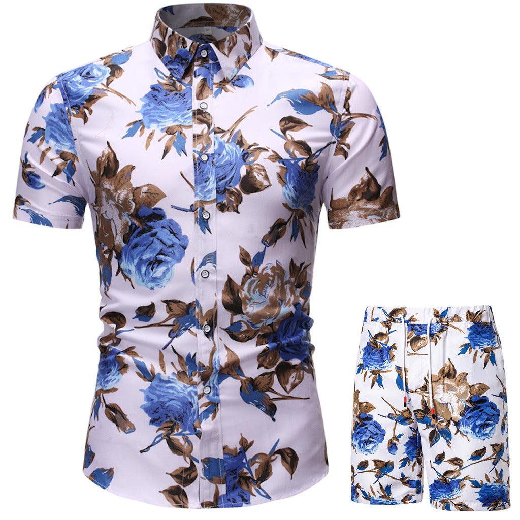 Summer Men's Casual Suit Korean Style Slim Short-Sleeved Shirt Men's Beachwear - melvincucci
