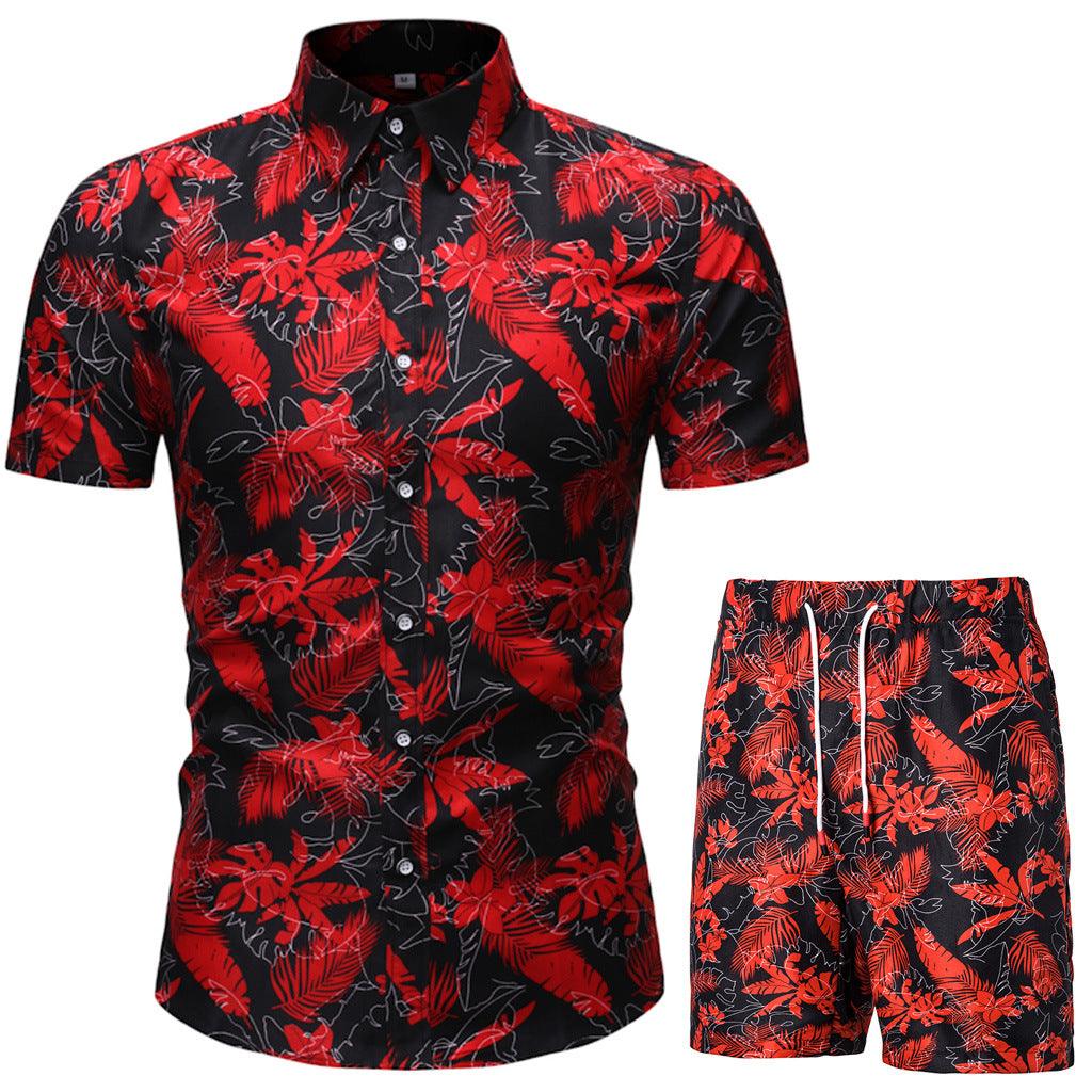 Summer Men's Casual Suit Korean Style Slim Short-Sleeved Shirt Men's Beachwear - melvincucci