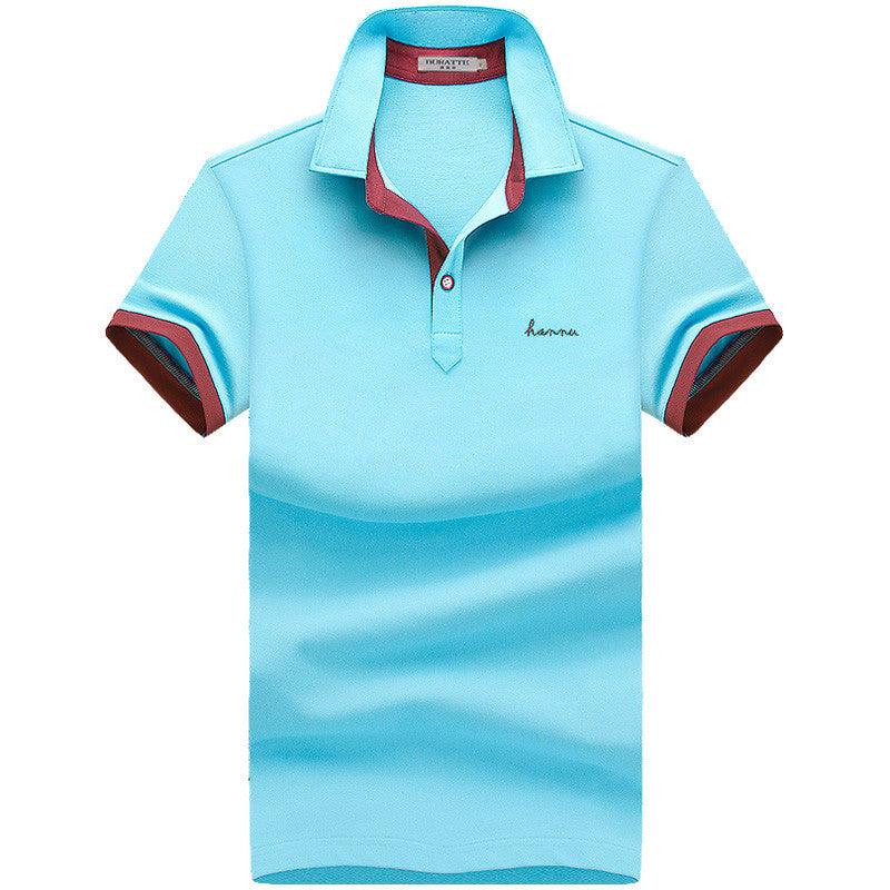 Summer Men''s Short Sleeve T-Shirt Cotton Lapel Polo Men''s Fashion Men''s Half Sleeve Business Collar T-Shirt - melvincucci
