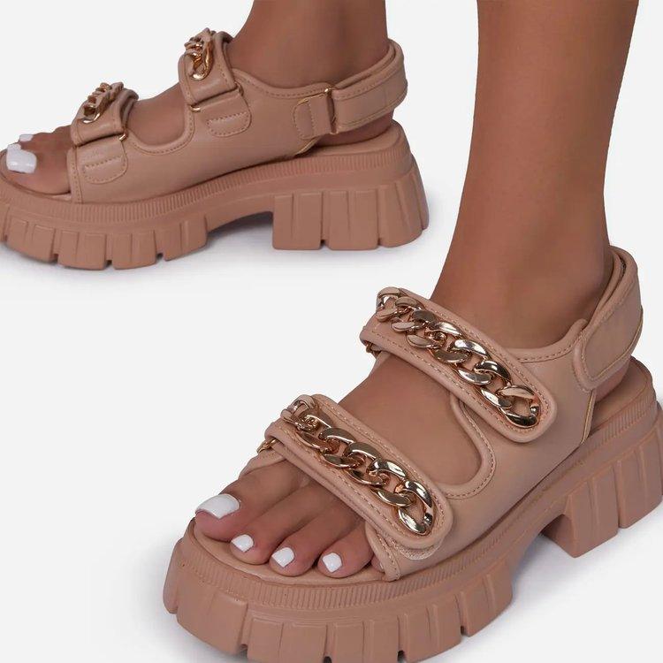 Summer New Fashion Women'S Sandals Thick-Soled Toe Shoe Chain Beach - melvincucci