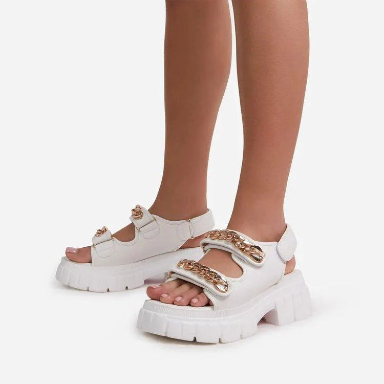 Summer New Fashion Women'S Sandals Thick-Soled Toe Shoe Chain Beach - melvincucci