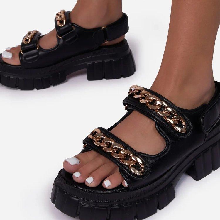Summer New Fashion Women'S Sandals Thick-Soled Toe Shoe Chain Beach - melvincucci