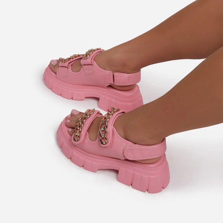 Summer New Fashion Women'S Sandals Thick-Soled Toe Shoe Chain Beach - melvincucci