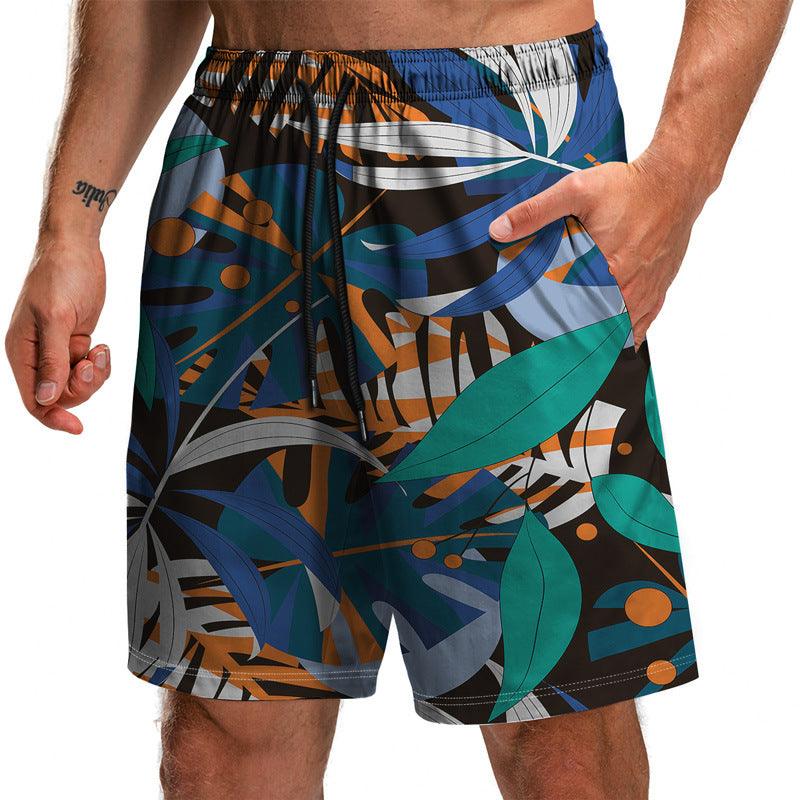 Summer New Leaf Series 3D Printed Shorts Loose Beach Pants Fashion Casual Shorts Men - melvincucci