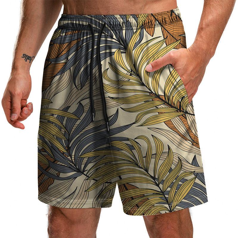 Summer New Leaf Series 3D Printed Shorts Loose Beach Pants Fashion Casual Shorts Men - melvincucci