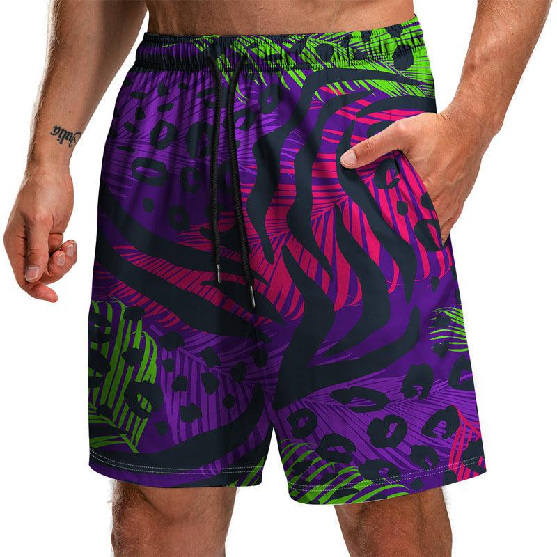 Summer New Leaf Series 3D Printed Shorts Loose Beach Pants Fashion Casual Shorts Men - melvincucci