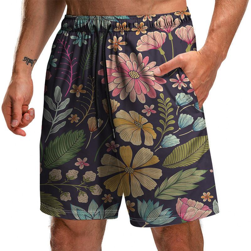 Summer New Leaf Series 3D Printed Shorts Loose Beach Pants Fashion Casual Shorts Men - melvincucci