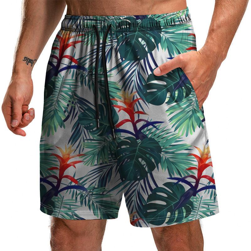 Summer New Leaf Series 3D Printed Shorts Loose Beach Pants Fashion Casual Shorts Men - melvincucci