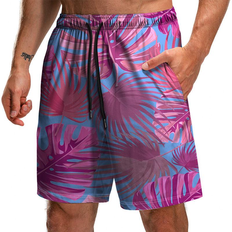 Summer New Leaf Series 3D Printed Shorts Loose Beach Pants Fashion Casual Shorts Men - melvincucci