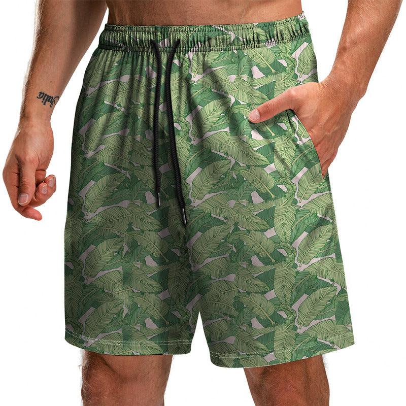 Summer New Leaf Series 3D Printed Shorts Loose Beach Pants Fashion Casual Shorts Men - melvincucci