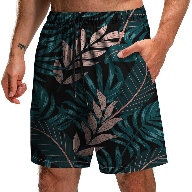 Summer New Leaf Series 3D Printed Shorts Loose Beach Pants Fashion Casual Shorts Men - melvincucci
