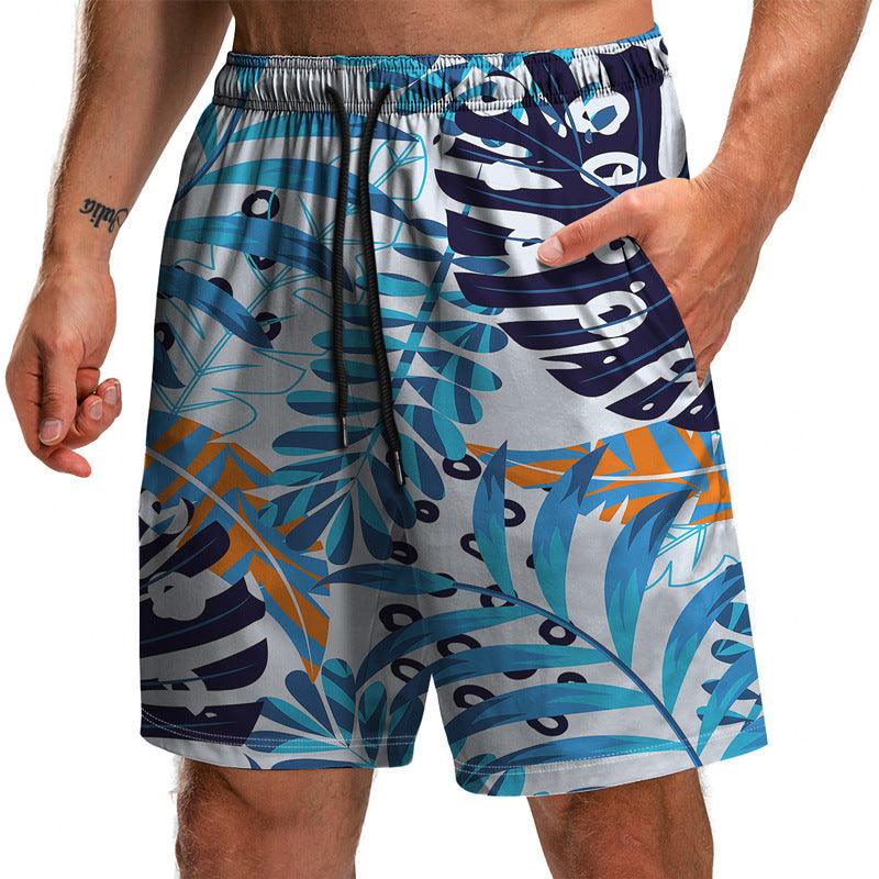 Summer New Leaf Series 3D Printed Shorts Loose Beach Pants Fashion Casual Shorts Men - melvincucci