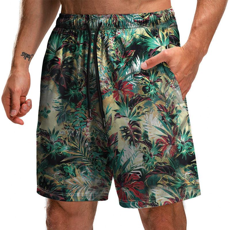 Summer New Leaf Series 3D Printed Shorts Loose Beach Pants Fashion Casual Shorts Men - melvincucci