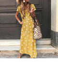 Summer New Small Daisy Print V-neck Short-sleeved Dress - melvincucci