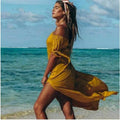 Summer Plus Size Women's Beachwear Long Top Off-The-Shoulder Swimsuit Dress - melvincucci