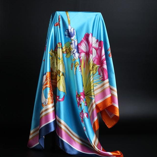 Summer Silk Scarf Women Leopard Print Foulard Square Shawl - melvincucci