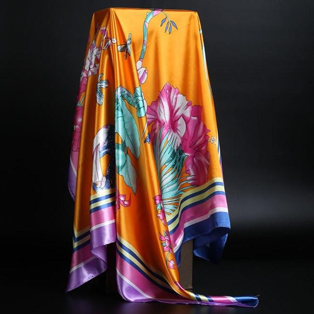 Summer Silk Scarf Women Leopard Print Foulard Square Shawl - melvincucci