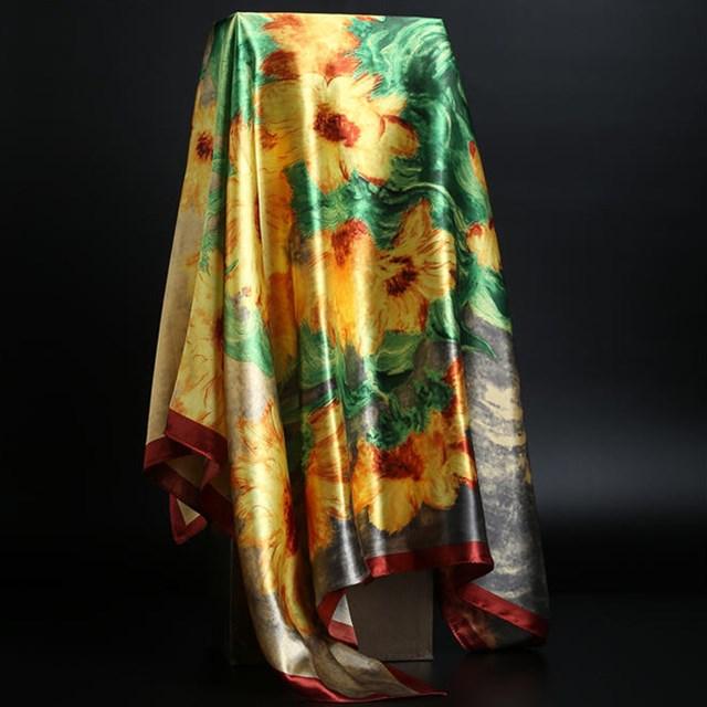 Summer Silk Scarf Women Leopard Print Foulard Square Shawl - melvincucci