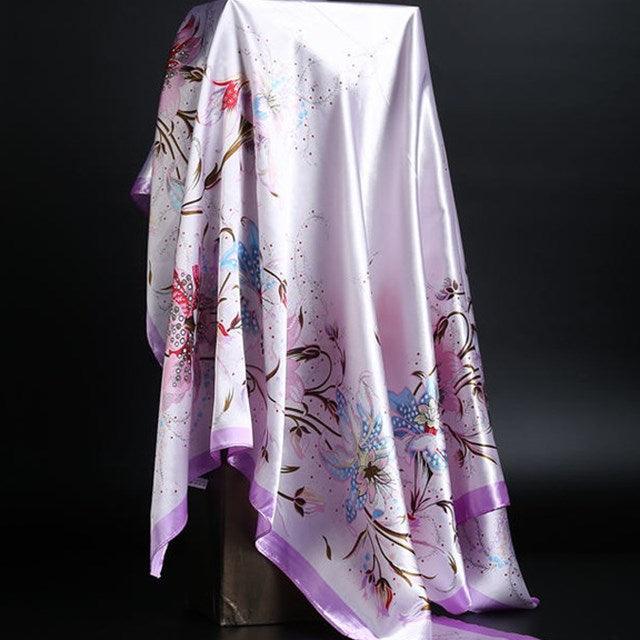 Summer Silk Scarf Women Leopard Print Foulard Square Shawl - melvincucci