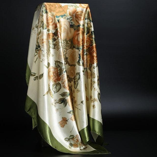 Summer Silk Scarf Women Leopard Print Foulard Square Shawl - melvincucci