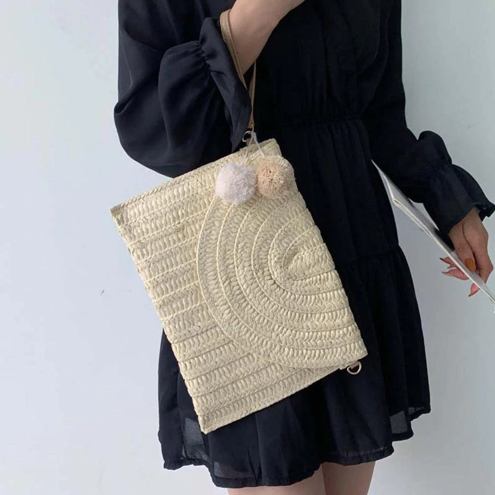 Summer Straw Clutch Bags Purses Handmade Woven Handbags Crossbody Bags For Female Beach Travel Women Shoulder Messenger Bags - melvincucci