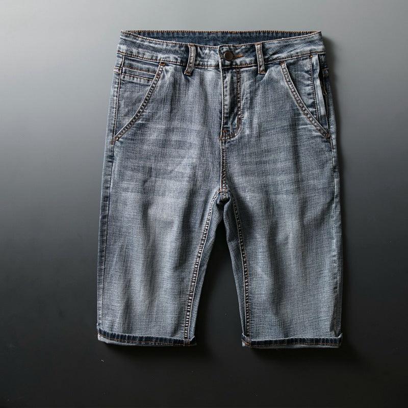 Summer Thin Light Blue High Stretch Denim Shorts Men - melvincucci