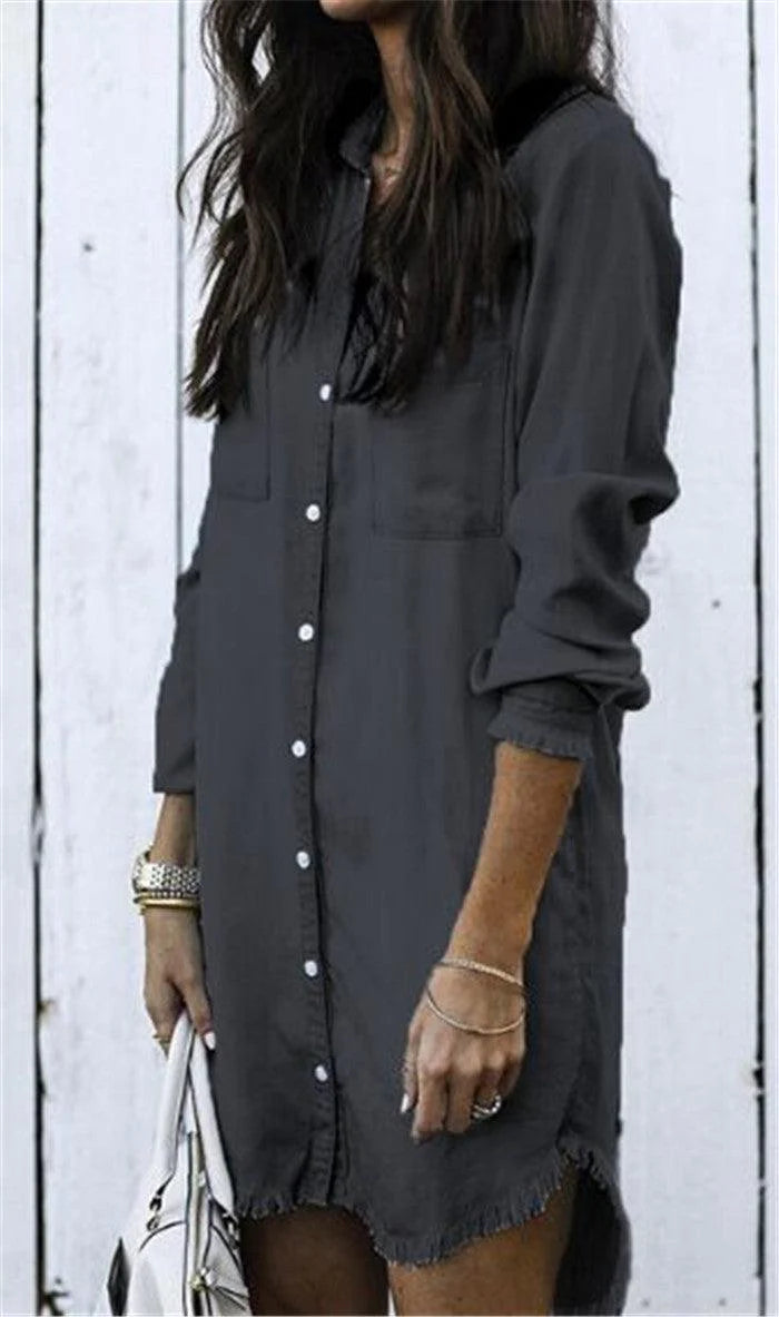 summer women casual Denim dress ladies t shirt dresses - melvincucci
