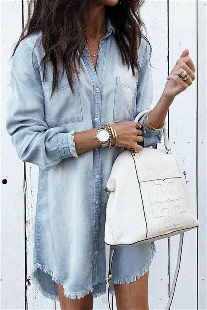 summer women casual Denim dress ladies t shirt dresses - melvincucci