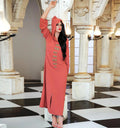 Sunset Red Handmade Diamond Hooded Robe ABAYA Muslim Middle East - melvincucci