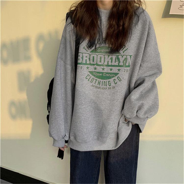 Sweatshirt Women Autumn Thin Hoodless Jacket Harajuku Style Loose Student Loose Top - melvincucci